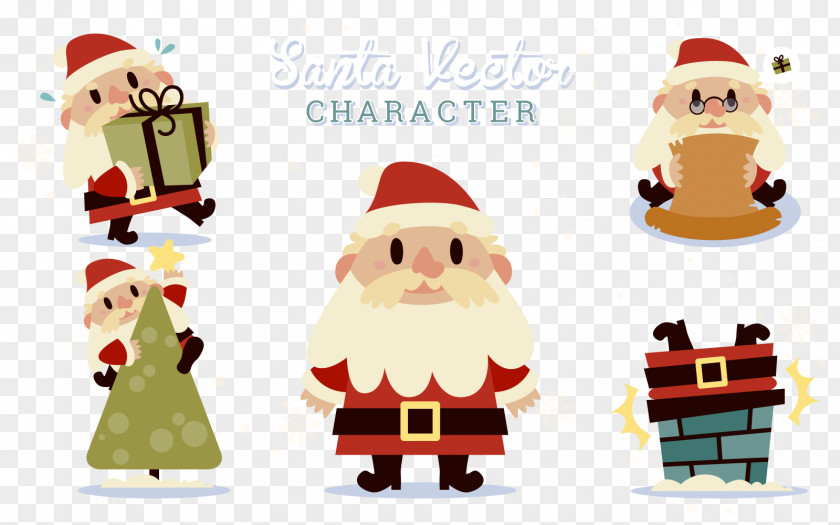 Flat Element Vector Christmas Santa Claus Ornament PNG