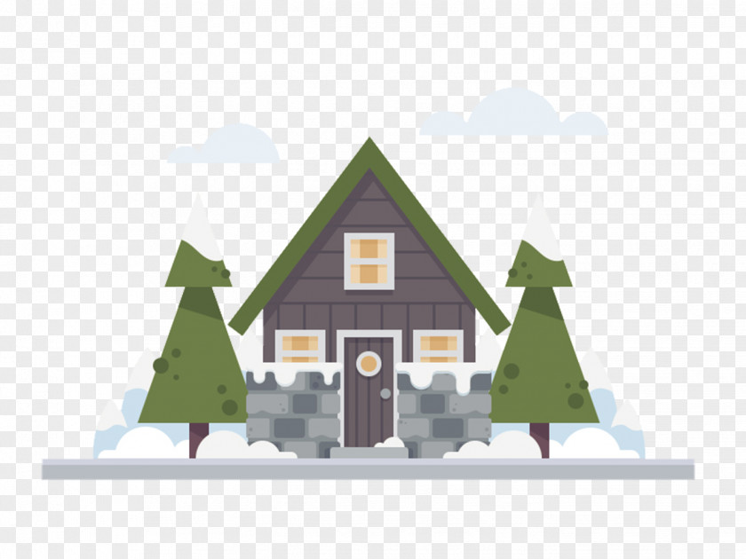 Forest Cabin Illustration Material PNG