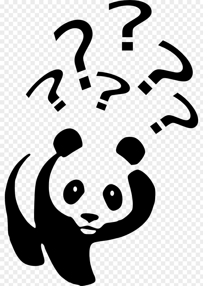 Hand-painted Panda Giant Question Mark Clip Art PNG