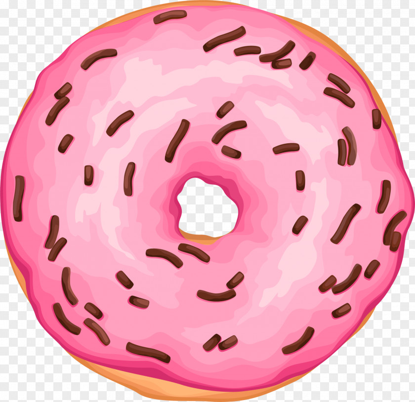 Pink Donut Coffee And Doughnuts Ice Cream Bakery Chocolate PNG