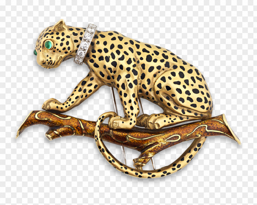 Benthic Animals Leopard Brooch Pin Gold Jewellery PNG