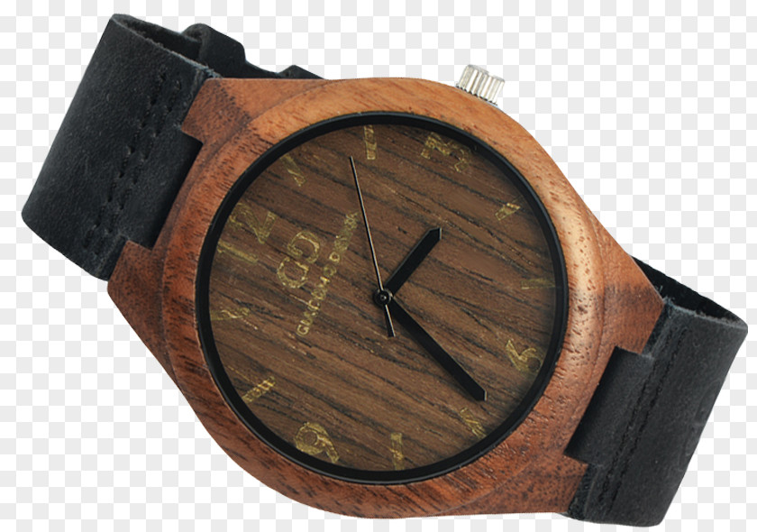 Walnut Wood Watch Strap Metal PNG