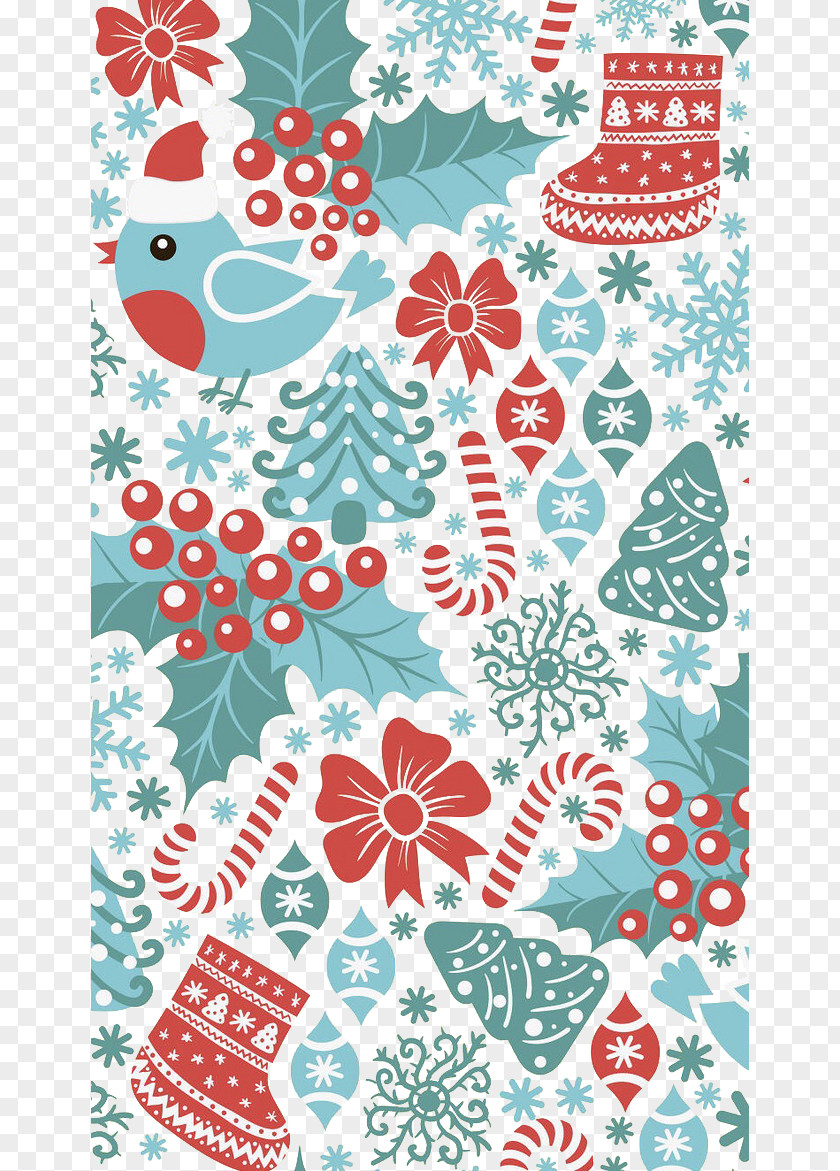 Cartoon Bird Background Christmas Tree Illustration PNG