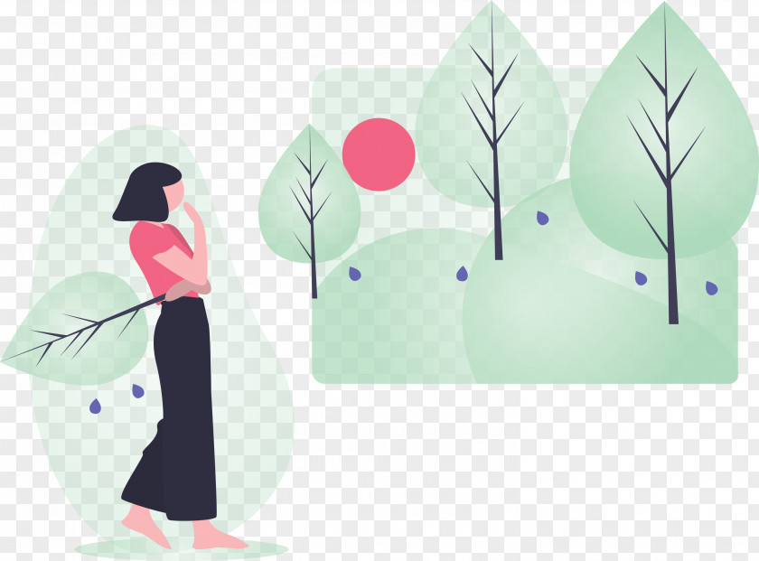 Forest Tree Girl PNG