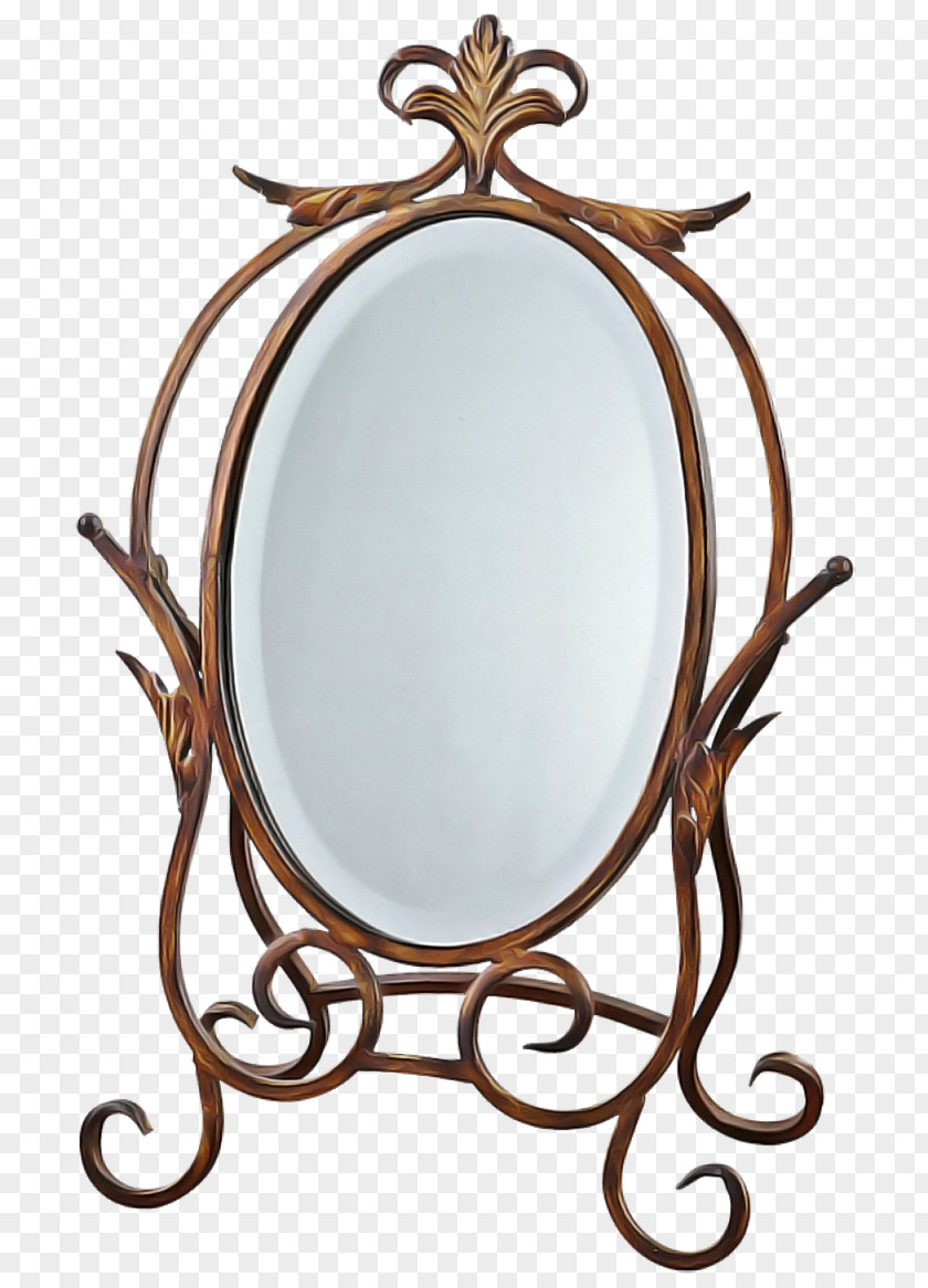 Mirror Oval Makeup Copper Metal PNG