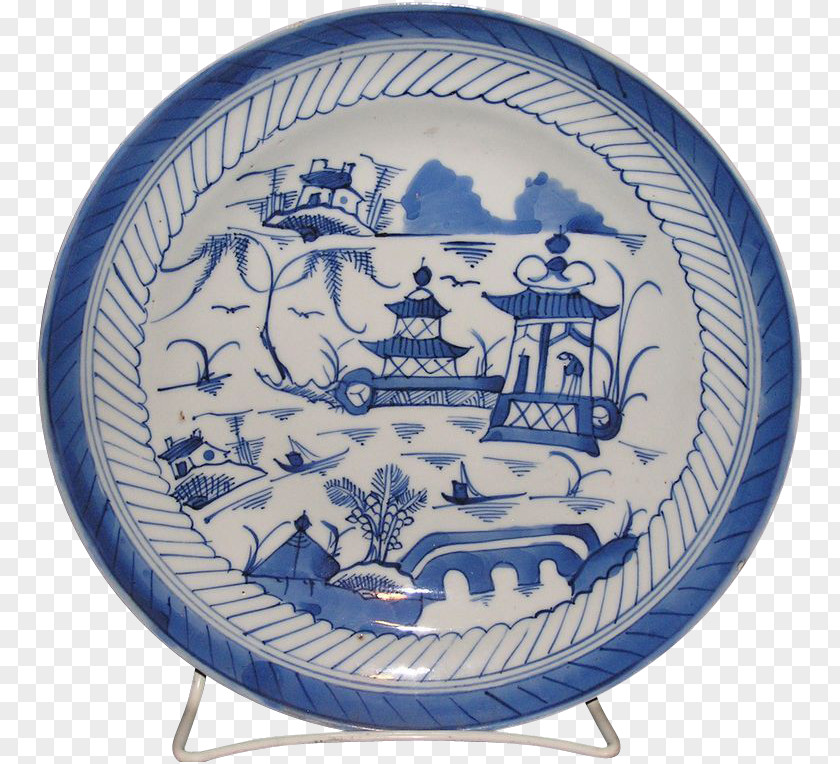Plate Blue And White Pottery Ceramic Platter Cobalt PNG