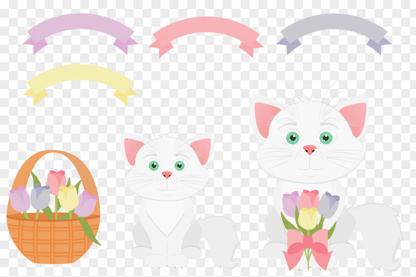 Kitten Whiskers Cat Easter Bunny Illustration PNG