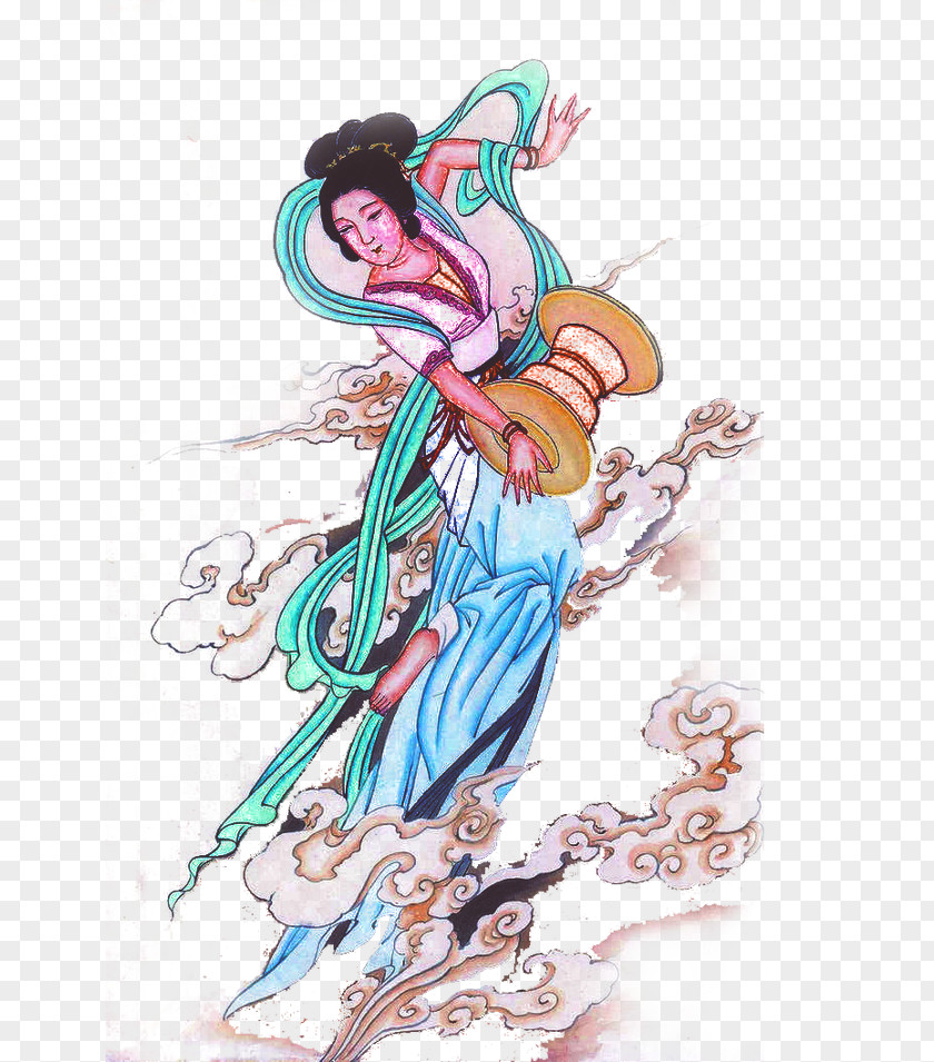 Woman China Gongbi Illustration PNG