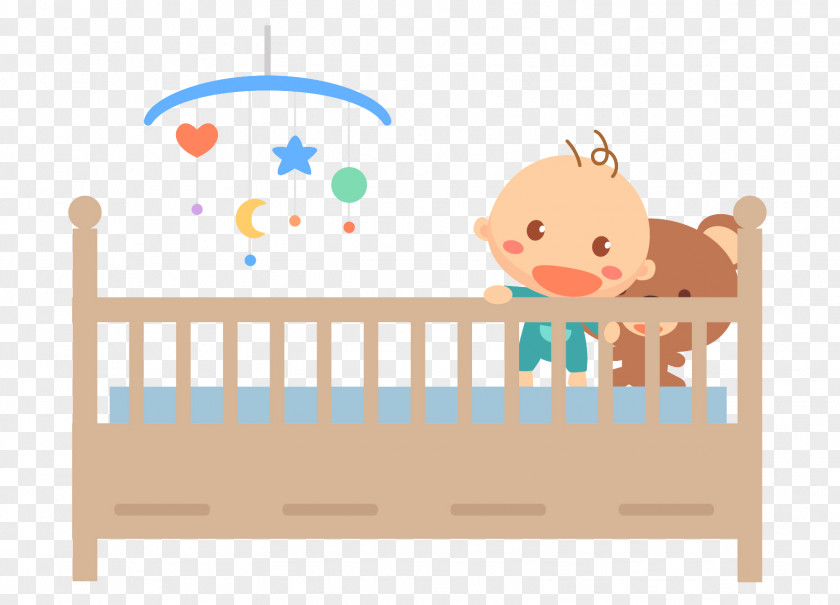 Cartoon Wooden Baby Bed Infant Illustration PNG
