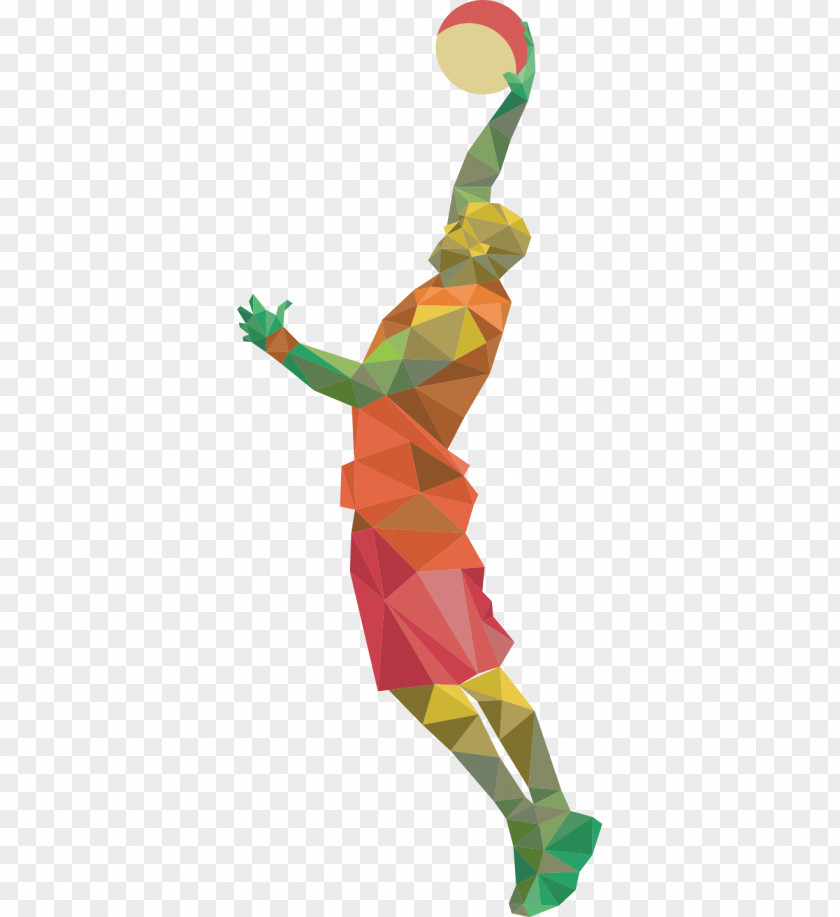 Color Geometric Basketball Player Dunk Posture Euclidean Vector Polygon PNG