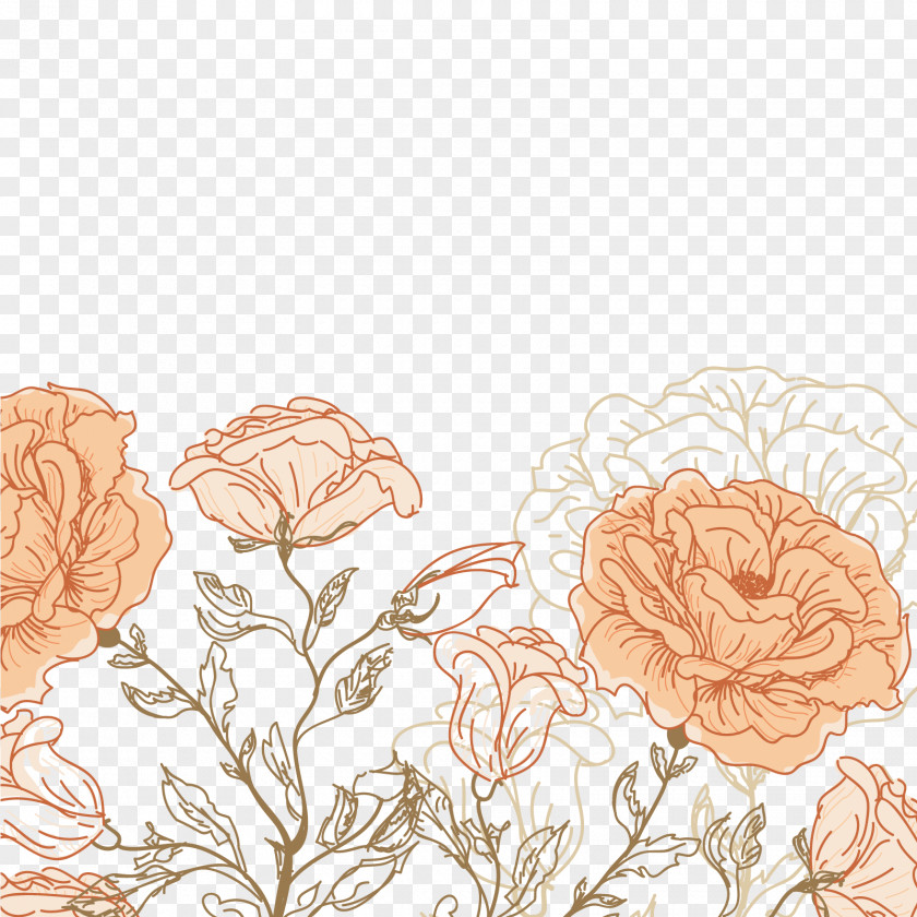 Hand-painted Flowers Vector Rose Floral Design Flower PNG