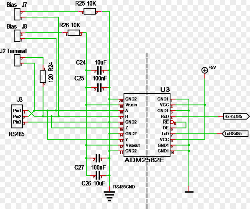 Isolated RS-485 Resistor Electrical Termination Communication Protocol Serial Peripheral Interface Bus PNG