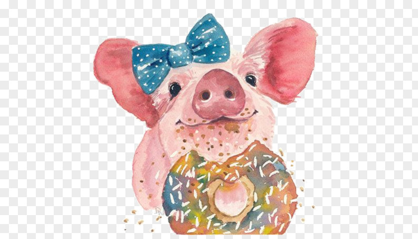 Pig Piglet Watercolor Painting PNG
