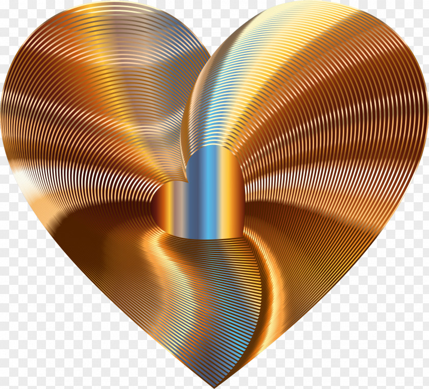 Gold Heart Metal Clip Art PNG