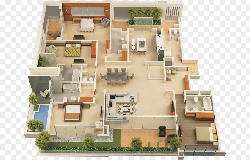 House 3D Floor Plan Interior Design Services PNG
