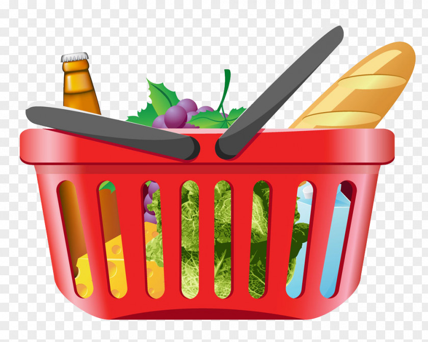 Vegetable And Fruit Shopping Cart Grocery Store Clip Art PNG
