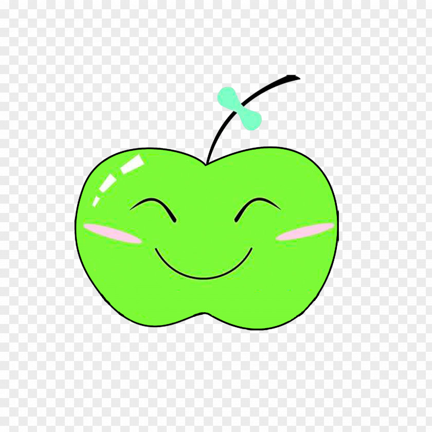 Smiling Green Apple Clip Art PNG