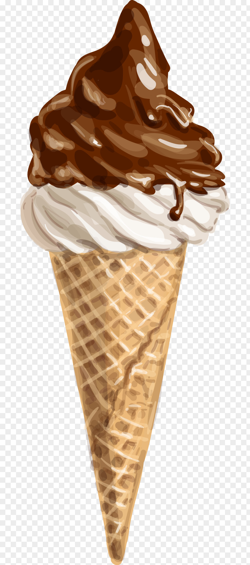 Vector Hand Painted Ice Cream Cone Chocolate PNG