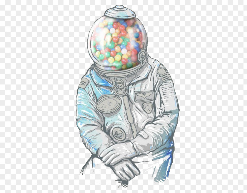 Astronaut Chewing Gum Gumball Machine Drawing Bubble T-shirt PNG