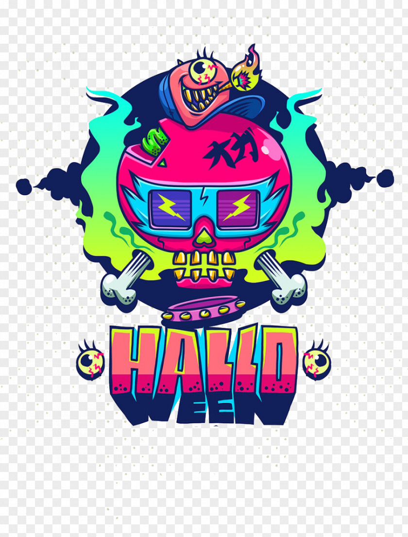 Color Skull Graffiti Logo PNG