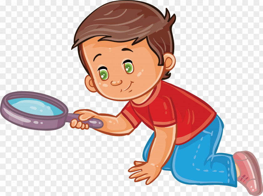 A Child With Magnifying Glass Boy Clip Art PNG