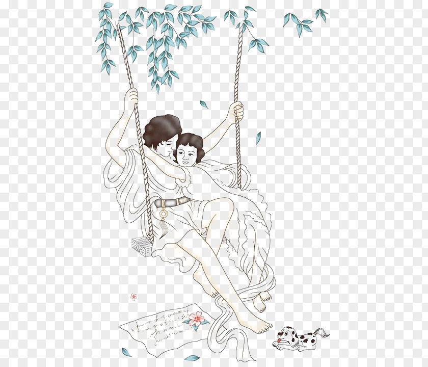A Couple Swing Illustration PNG