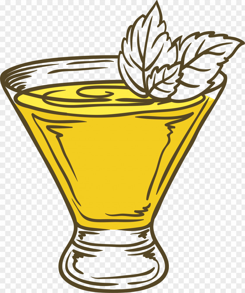 Yellow Hand-painted Cocktail Juice PNG
