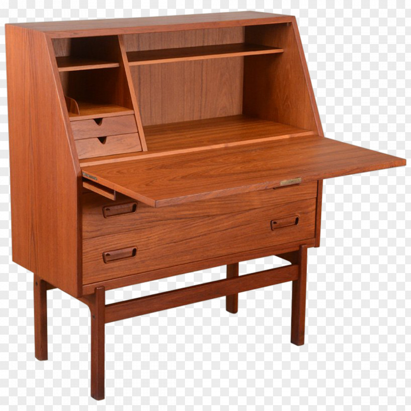 Office Desk Secretary Hutch Danish Modern Mid-century PNG