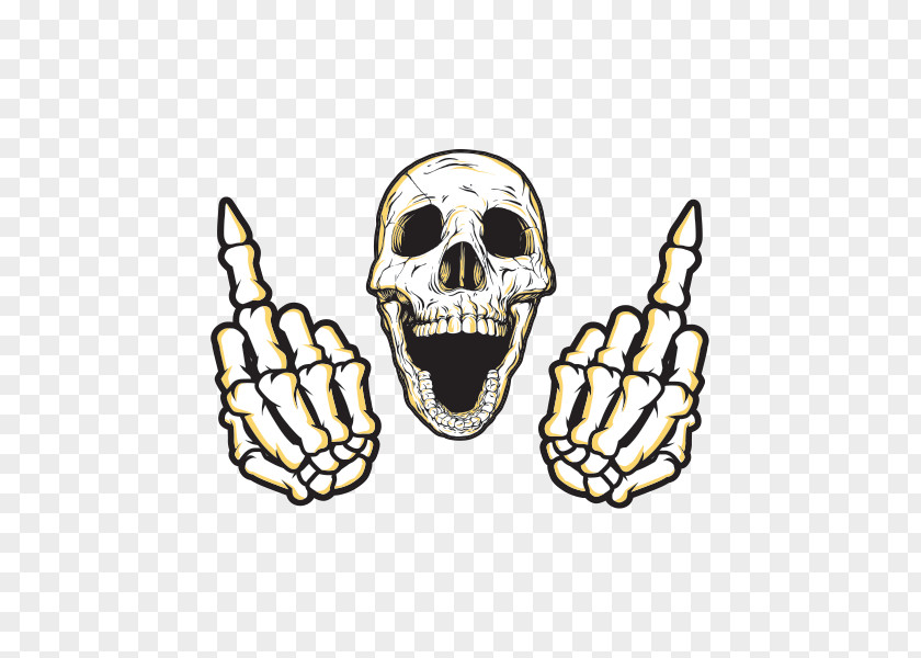 Skull Middle Finger Skeleton Bandana PNG
