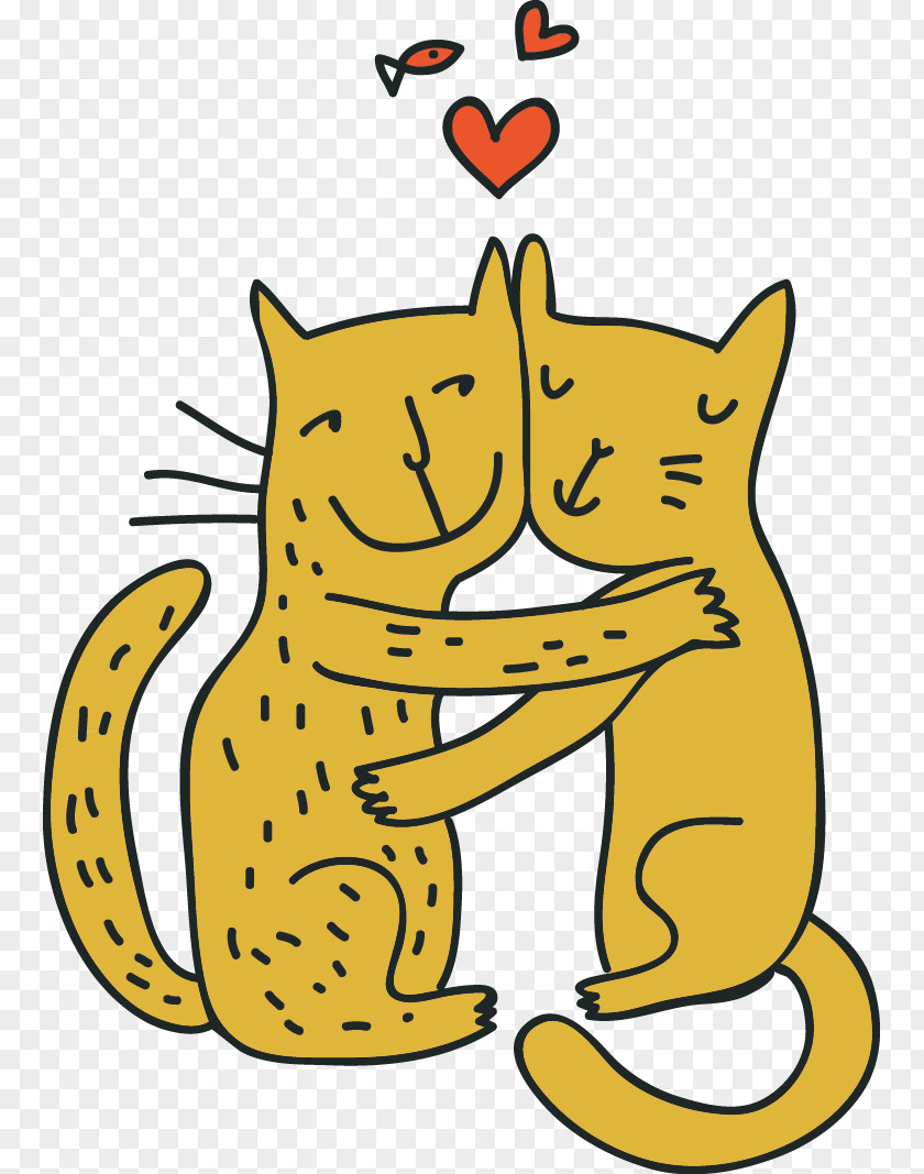 Cartoon Cat Valentine's Day Illustration PNG
