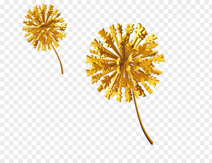 Gold Dandelion Decorative Elements Download Computer File PNG