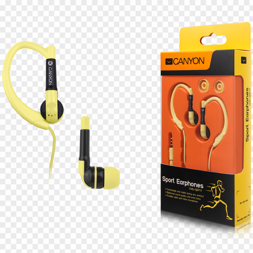 Headphones Canyon Sport Earphones Microphone Yellow Écouteur PNG