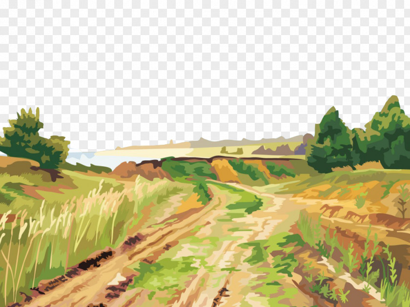 Fashionable Oil Painting Landscape Wallpaper PNG