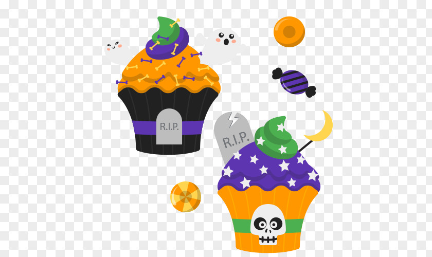 Halloween Ice Cream Cupcake Cake Clip Art PNG