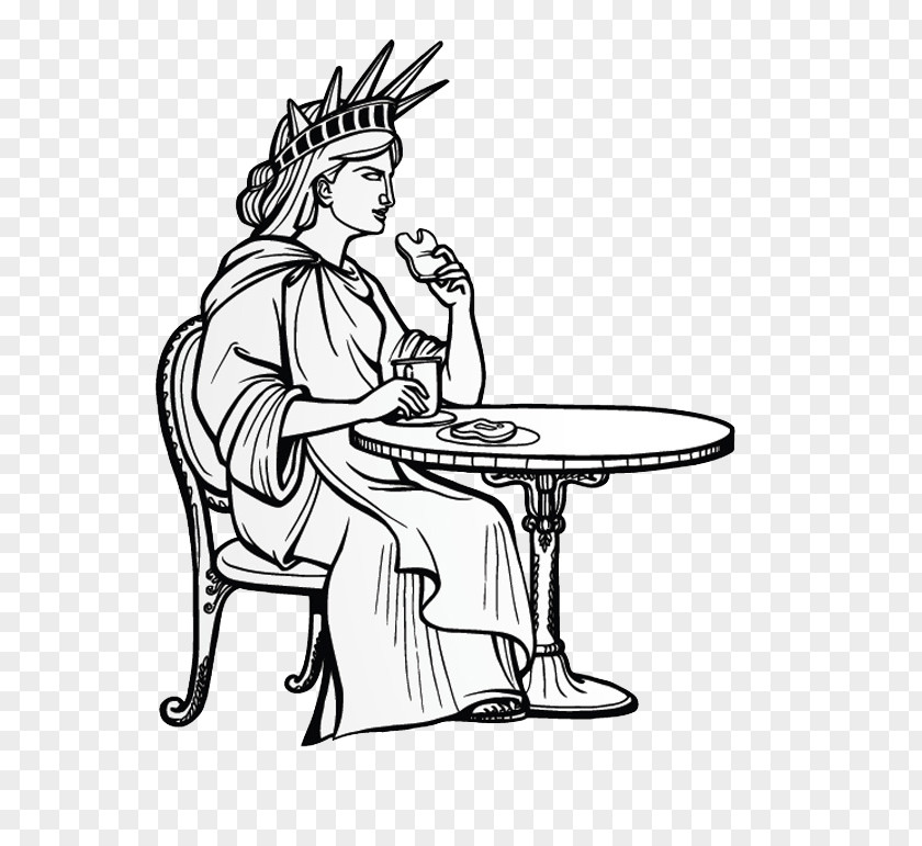 Statue Of Liberty To Eat And Drink Drawing Illustration PNG