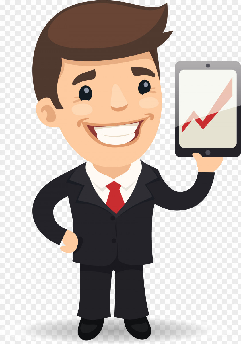 Vector Businessman Take The Phone. Cartoon Royalty-free Illustration PNG