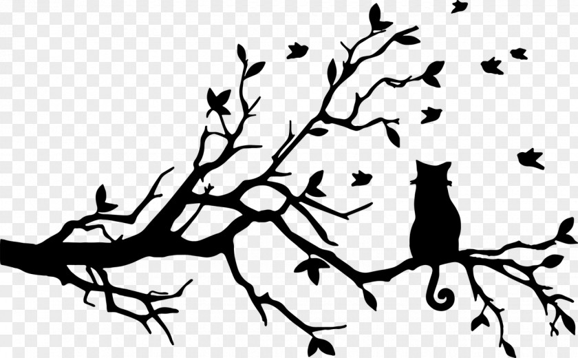 Wall Art Cat Tree Felidae Kitten Bird PNG
