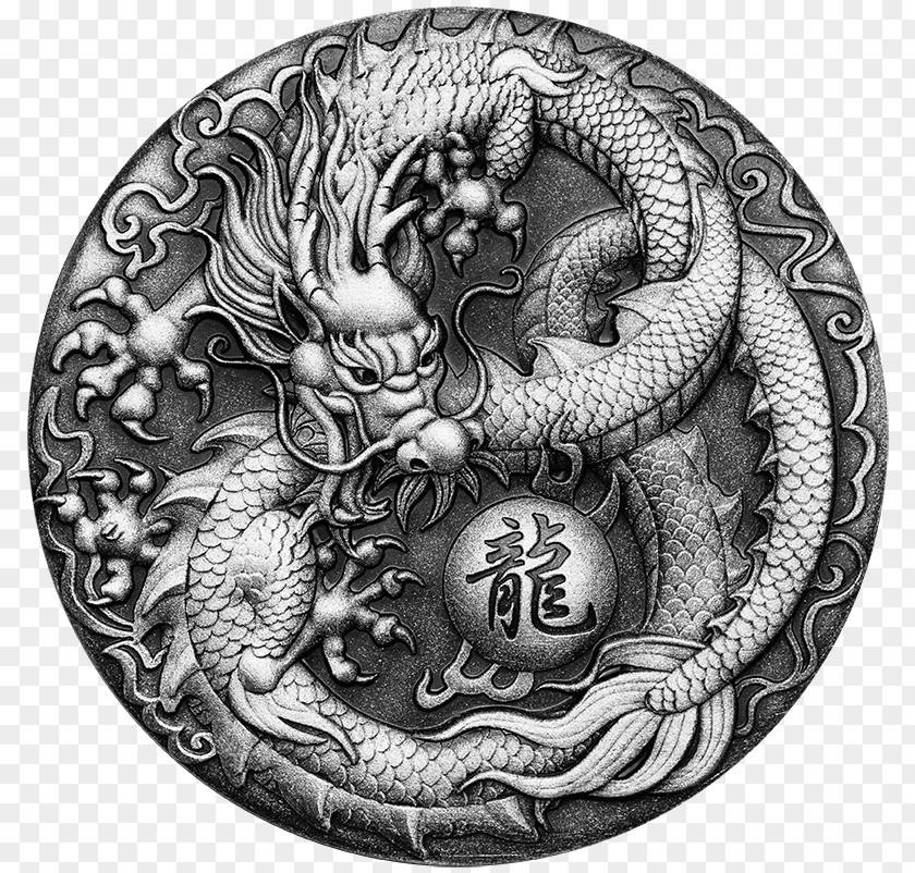 Dragon Perth Mint Chinese Silver Coin PNG