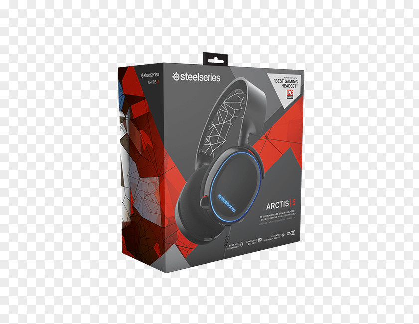 Headphones 7.1 Surround Sound SteelSeries Arctis 5 DTS RGB Color Model PNG