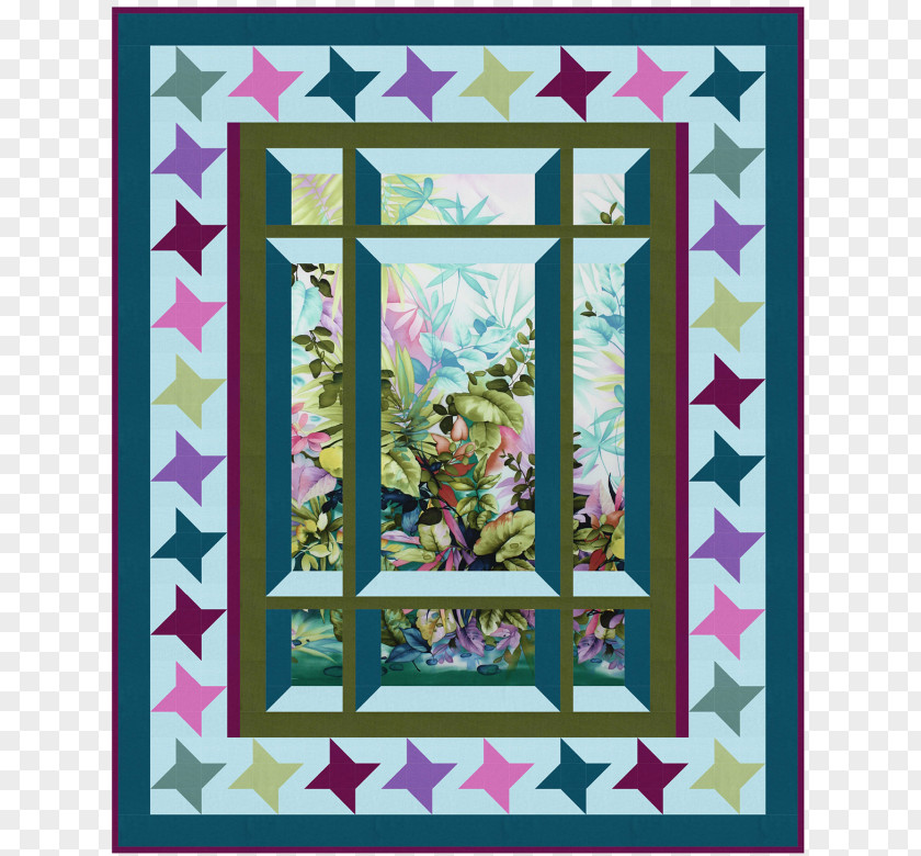 Paradise Island Window Quilting Textile Pattern PNG