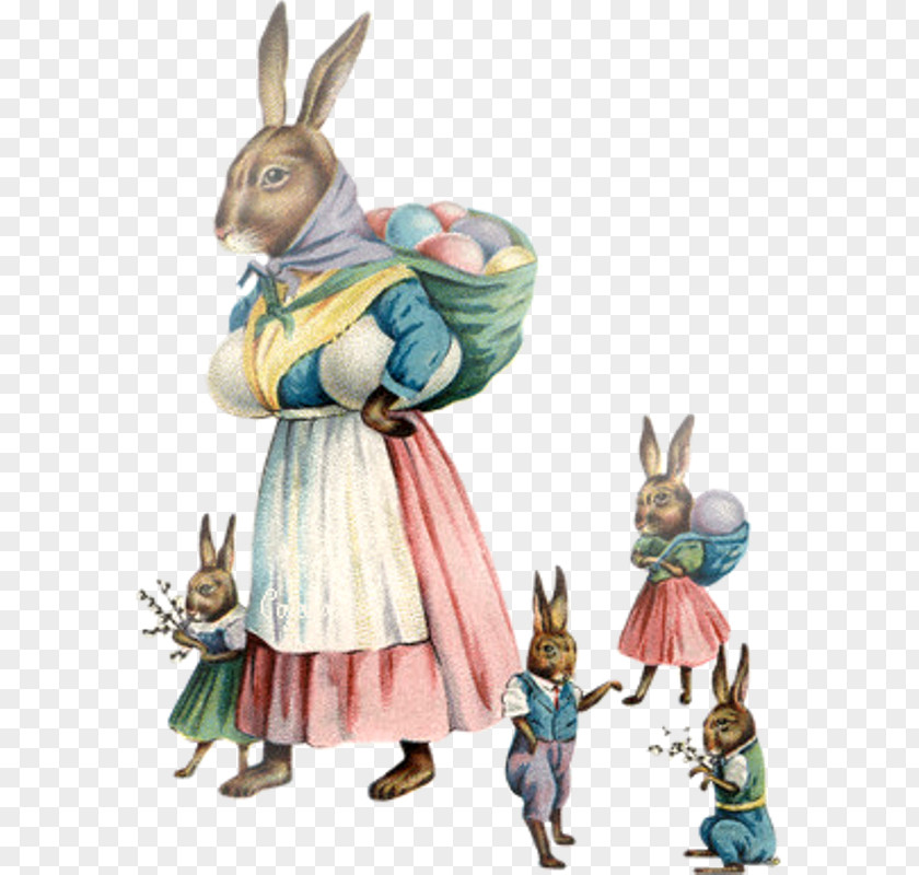 Easter Vintage Bunny Rabbit Hare Clip Art PNG