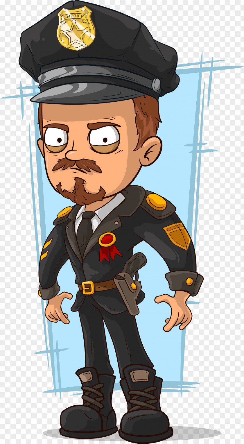 Hand Painted Police Officer Cartoon Stock Illustration PNG