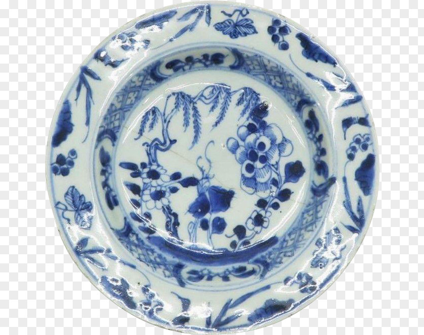 Plate Ceramic Blue And White Pottery Platter Saucer PNG