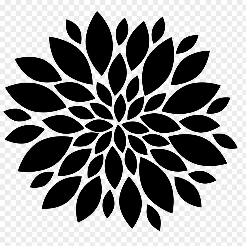 Florel Flower Black And White Silhouette Clip Art PNG