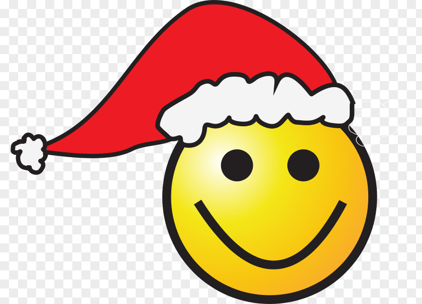 Yellow Smiley Face With A Red Hat Santa Claus Emoticon Clip Art PNG