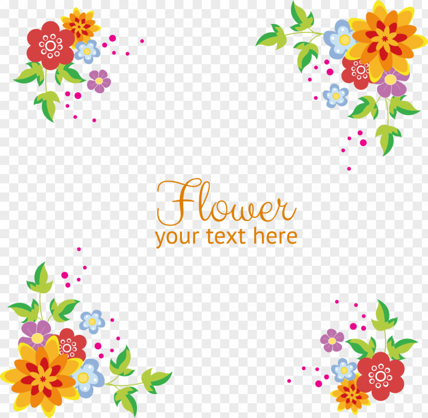 Vector Flowers Background Border PNG