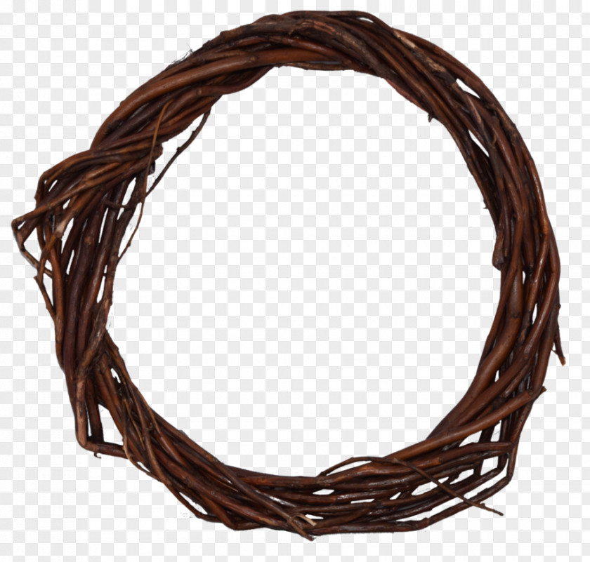 Wooden Circle Branch Wreath PNG
