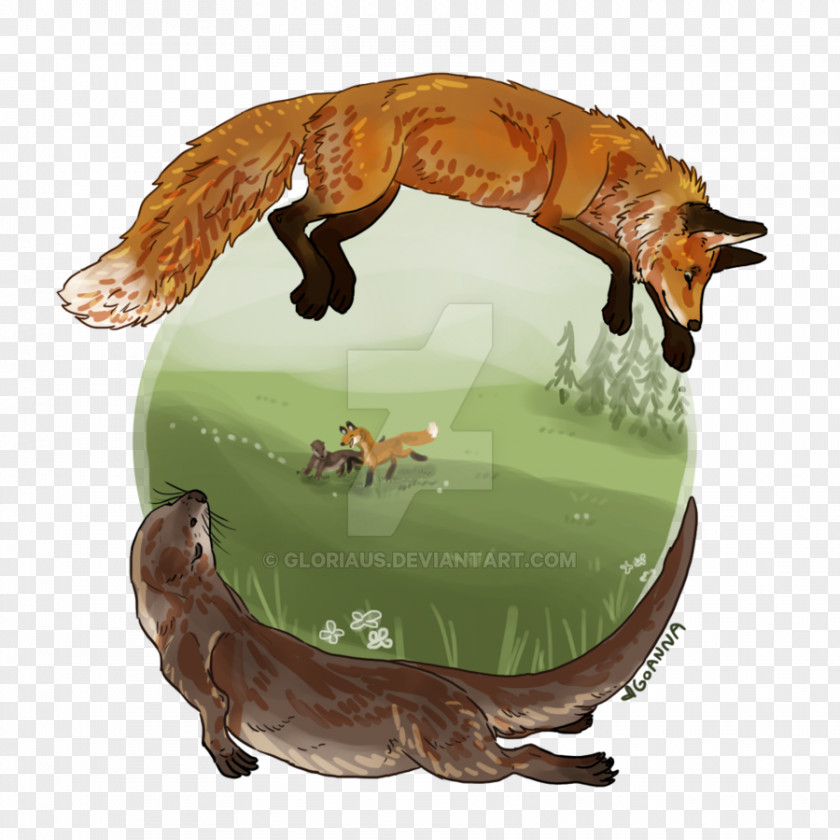Fox Otter Animal Reptile Drawing PNG