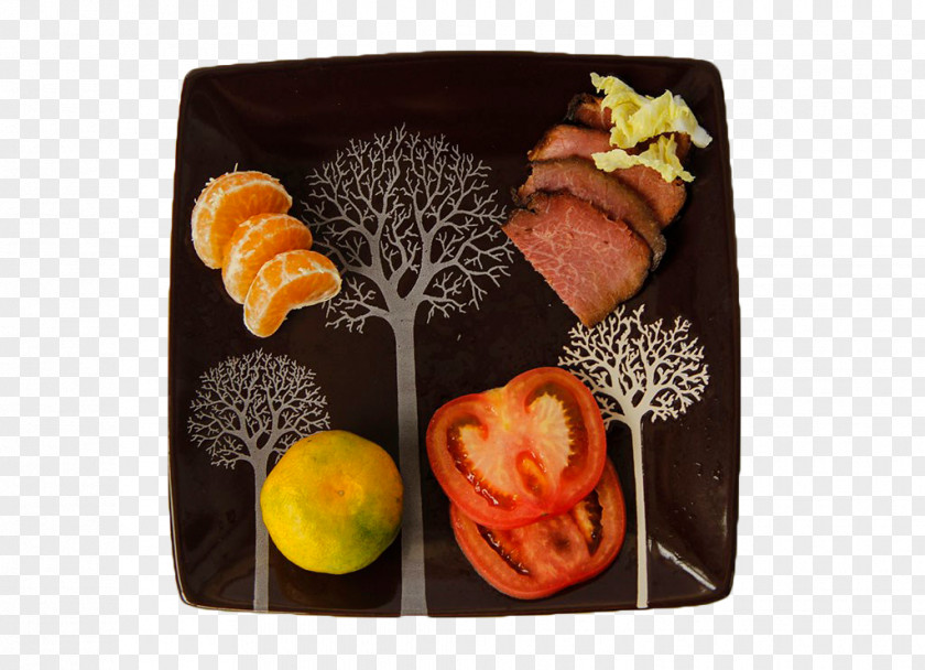 The Plate Of Fruit Steak Vegetarian Cuisine Beefsteak Auglis Food PNG