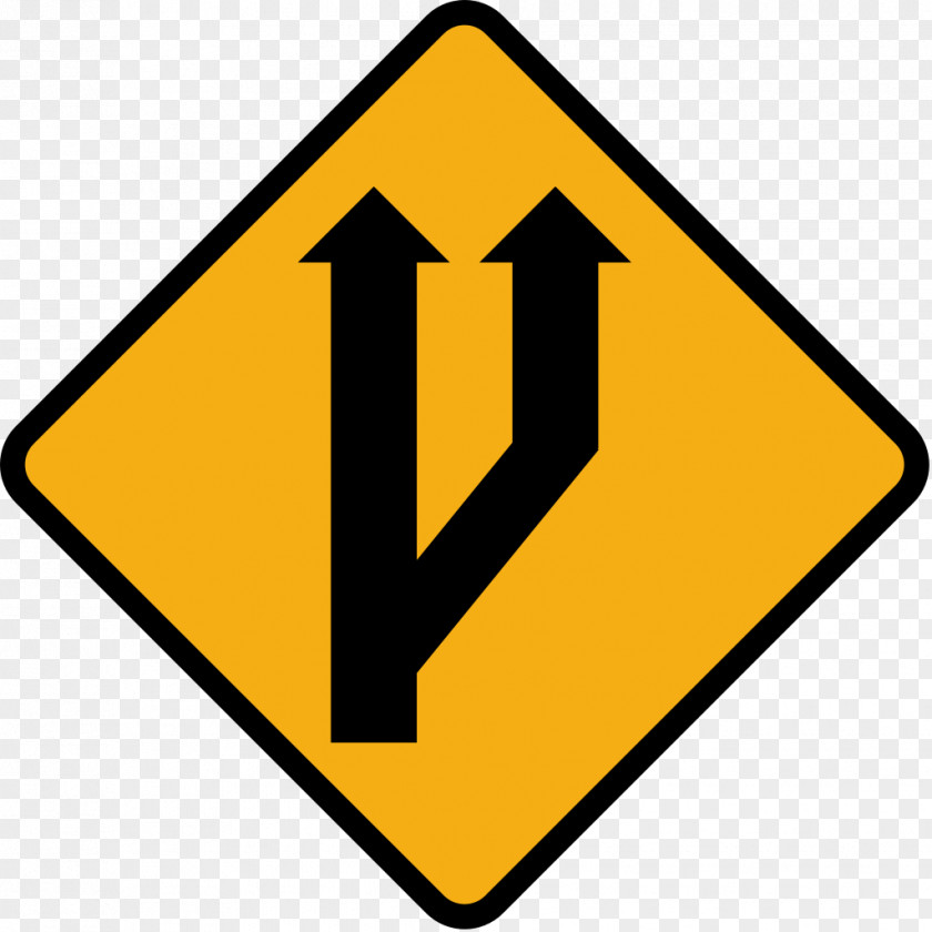 Warning Merge Traffic Sign Road Lane PNG